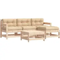 vidaXL 5-delige Loungeset met kussens massief hout