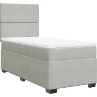 vidaXL Boxspring met matras fluweel lichtgrijs 100x200 cm