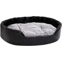 Syfax Hondenmand 90x79x20 cm pluche en kunstleer zwart en grijs
