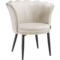 TecTake Fauteuil Stella - Kuipstoel met armleuning – Comfortabele Eetkamerstoel – Keukenstoel – Dikke vulling – Voor woonkamer en eetkamer – Met fluwelen bekleding - crème/zwart