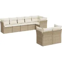 vidaXL 8-delige Loungeset met kussens poly rattan beige