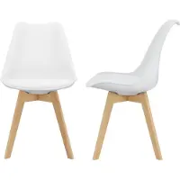 En.casa Eetkamerstoel 'Fläten', set van 2, gestoffeerde stoel, kunstleer, wit