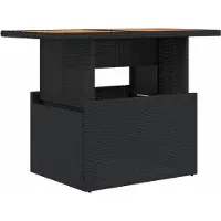 Syfax Tuintafel 100x55x73 cm poly rattan en acaciahout zwart