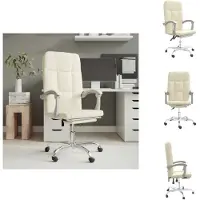 vidaXL bureaustoel met relaxfunctie, crème kleur, kunstleer - Bureaustoelen