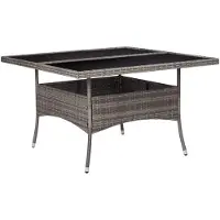 vidaXL Tuintafel poly rattan en glas grijs