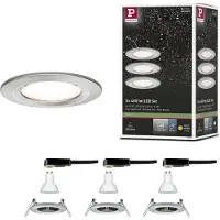 Paulmann Nova 3-voudige spot, rond, vast, ijzer, IP44, GU10, dimbaar Nova,, alu / grijs / zink, Hal, Aluminium, Modern, inbouwspot