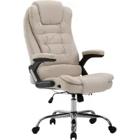 CLP Ergonomische Bureaustoel Thor - Draaibaar & Kantelbaar - Tot 150 kg - Chroom Onderstel - creme