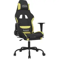 vidaXL Massage gamestoel met voetensteun stof zwart en lichtgroen