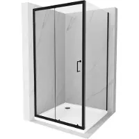 Mexen Apia schuifdouchecabine 100 x 100 , transparant, zwart + Flat douchebak, wit- 840-100-100-70-00-4010B