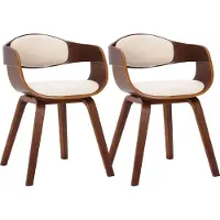 CLP Kingston Set van 2 Stoelen - Kunstleer - walnoot/creme