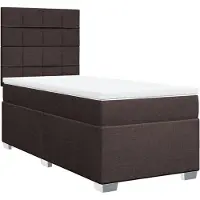 vidaXL Boxspring met matras stof donkerbruin 100x200 cm
