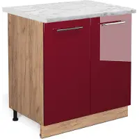Vicco Fame-Line Keukenonderkast – 80 cm met legplank, WB Marmer Bordeauxrode hoogglans
