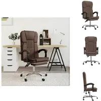 vidaXL bureaustoel met verstelbare rugleuning, bruin, kunstleer - Bureaustoelen