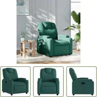 The Living Store Fauteuils - Verstelbare Fauteuil - Fauteuil verstelbaar stof donkergroen - Lounge Stoel - Relaxfauteuil - Lederlook