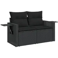 Syfax Tuinbank 2-zits met kussens poly rattan zwart