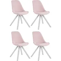 CLP 4-delige set stoelen Toulouse, fluweel, vierkant model, met zitkussen en vierkante houten poten, grijs frame, natuurlijke kleur