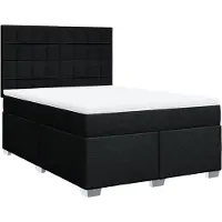 vidaXL Boxspring met matras stof zwart 140x200 cm