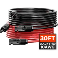 Vevor 2x Solarkabel verlengkabel met vrouwelijke/mannelijke connectoren 6mm²/10AWG 9,14m
