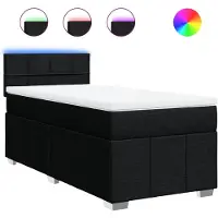 vidaXL Boxspring met matras stof zwart 80x200 cm