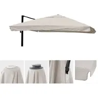 MCW Vervangingshoes voor zweefparasol -A96 met klep, parasolhoes, 3,5x3,5m (Ø4,95m) polyester 4kg ~ creme-grijs