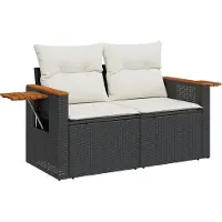 Syfax Tuinbank 2-zits met kussens poly rattan zwart