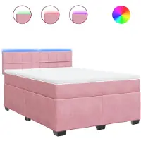 vidaXL Boxspringbed met matras, roze, 160x200 cm, fluweel