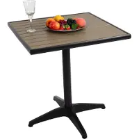 Mendler Tuintafel -J95, balkontafel bistrotafel, gastronomie outdoor coating aluminium hout look ~ zwart, grijs