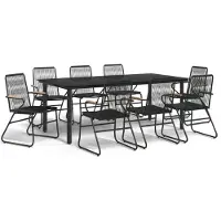 vidaXL 9-delige tuinset, zwart, PVC-vlechtwerk