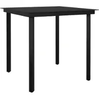 Syfax Tuintafel 80x80x74 cm staal en glas zwart