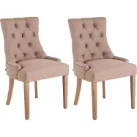 CLP Aberdeen Set van 2 eetkamerstoelen - Zonder armleuning - Hout - Stof - grijs antiek