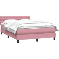 vidaXL Boxspring met matras fluweel roze 160x220 cm