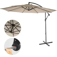 MCW Acerra zweefparasol, parasol, Ø 3m kantelbaar, polyester/staal 11kg ~ zand-beige zonder voet