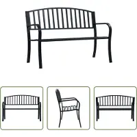 The Living Store Living Store tuinstoel, zwart, 120 cm, staal