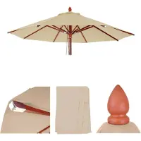 Mendler Vervangingshoes voor horeca parasol -C57, parasolhoes, rond Ø3m polyester 3kg ~ crème