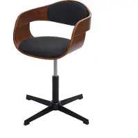 MCW Bureaustoel -H46, bureaustoel, in hoogte verstelbaar draaimechanisme gebogen hout MVG ~ walnoot look, donkergrijze stof