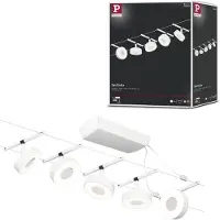 Paulmann Circle LED kabelsysteem 5-lamps mat wit, wit / opaal, Hal, metaal, Modern, Kabelverlichting