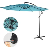 Mendler Acerra zweefparasol, parasol, Ø 3m kantelbaar, polyester/staal 11kg ~ turquoise-blauw zonder voet