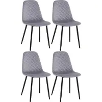CLP Set van 4 stoelen Giverny met sierstiksels, kleur zwart. Materiaal: fluweel