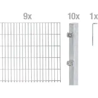 Alberts 656140 dubbelstaafmat hekwerk als 20-delige complete hekwerkset, thermisch verzinkt, hoogte 100 cm, lengte 18 m