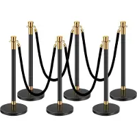 Vevor Drijvende barrière (6 stuks) met 4 zwarte fluwelen touwen (1,5 m lang)