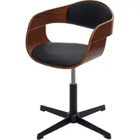 Mendler Bureaustoel -H46, bureaustoel, in hoogte verstelbaar draaimechanisme gebogen hout MVG ~ walnoot look, kunstleer zwart
