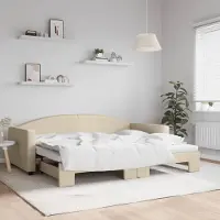 Prolenta Maison Exclusive - Uittrekbaar dagbed, crème kleur, 90x200 cm, stof