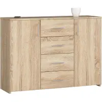 Akord Ladekast K45 met 4 Lades en 2 Deuren / Furniture Factory / Sonoma Eik / 110 x 80 x 35 cm