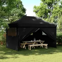 Prolenta Maison Exclusive - Opvouwbare partytent met pop-up systeem en 4 zijpanelen, zwart