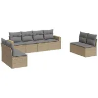 vidaXL 8-delige Loungeset met kussens poly rattan beige