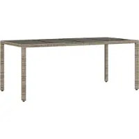 Syfax Tuintafel met glazen blad 190x90x75 cm poly rattan grijs