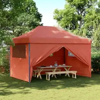 Prolenta Maison Exclusive - Opvouwbare partytent met pop-up systeem en 4 zijpanelen, terracotta kleur
