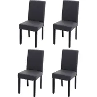 Mendler Set van 4 eetkamerstoelen Keukenstoel Littau MVG-gecertificeerd ~ kunstleer, mat grijs, donkere poten