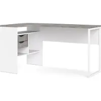 Ebuy24 Plus bureau Hoekbureau met 3 legplanken en 2 laden, wit/betondecor.