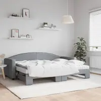Prolenta Maison Exclusive - Uittrekbaar dagbed met matras, lichtgrijs, 80x200 cm, stof